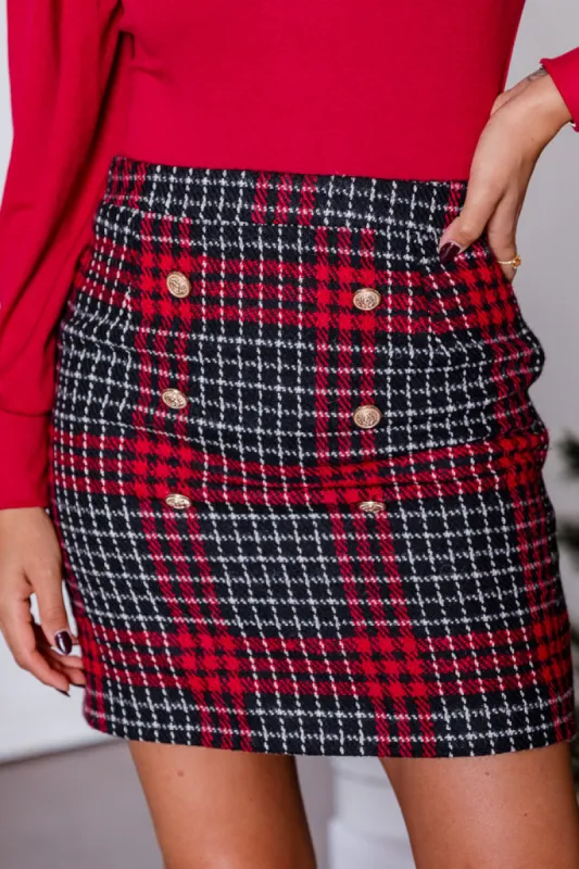 All Wrapped Up Red Plaid Mini Skirt FINAL SALE sold by Pink Lily