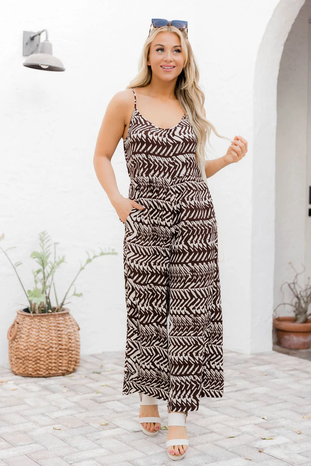 She's Determined Brown Printed Jumpsuit FINAL SALE sold by Pink Lily
