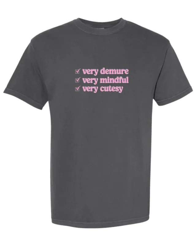 Checklist Very Demure Very Mindful Very Cutesy Pepper Comfort Colors Tee sold by Pink Lily
