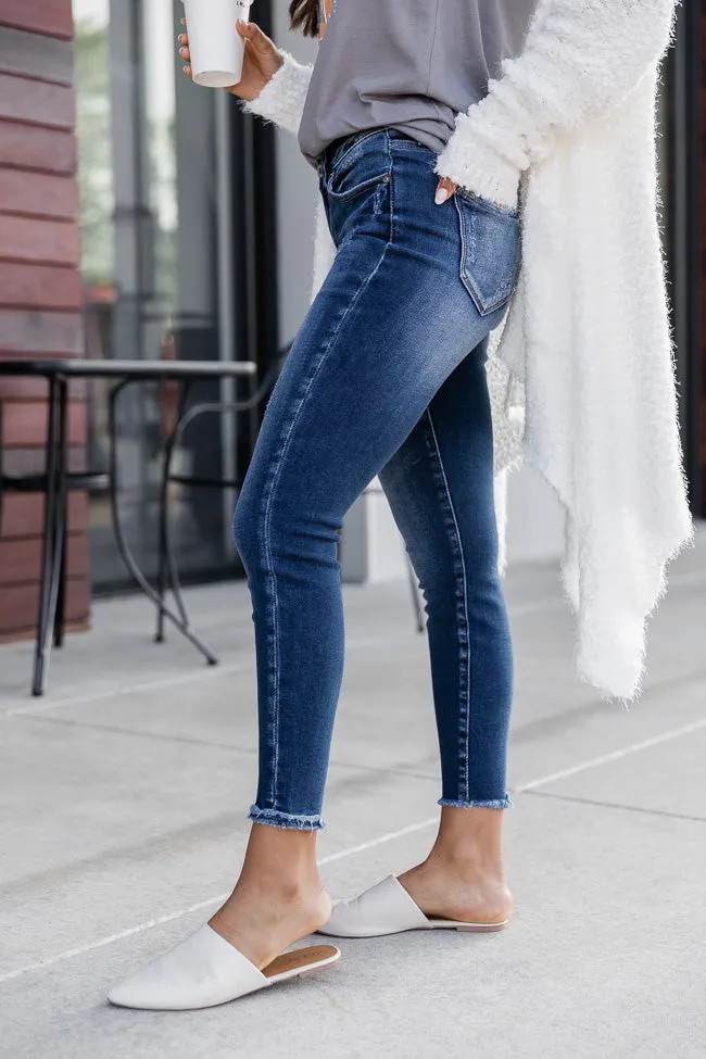 Melania Raw Hem Dark Wash Skinny Jeans FINAL SALE sold by Pink Lily product image thumbnail 4