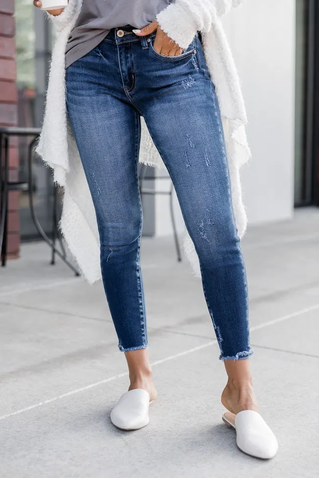 Melania Raw Hem Dark Wash Skinny Jeans FINAL SALE sold by Pink Lily