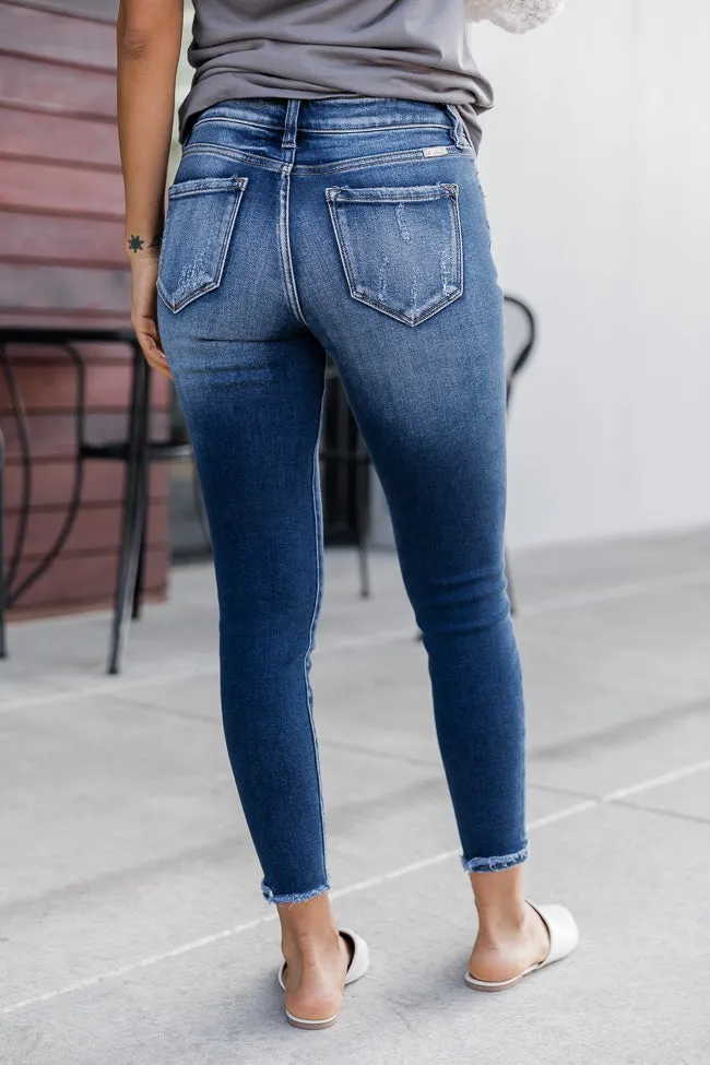 Melania Raw Hem Dark Wash Skinny Jeans FINAL SALE sold by Pink Lily product image thumbnail 3