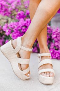 Mabel Beige Jute Platform Sandals FINAL SALE sold by Pink Lily