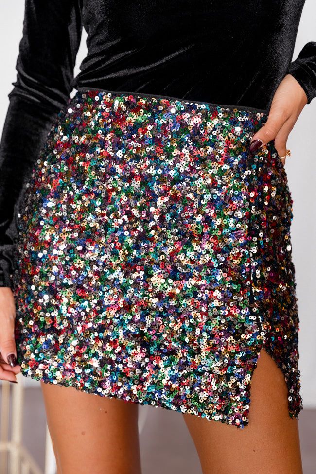Fairy Lights Multi Sequin Mini Skirt FINAL SALE sold by Pink Lily
