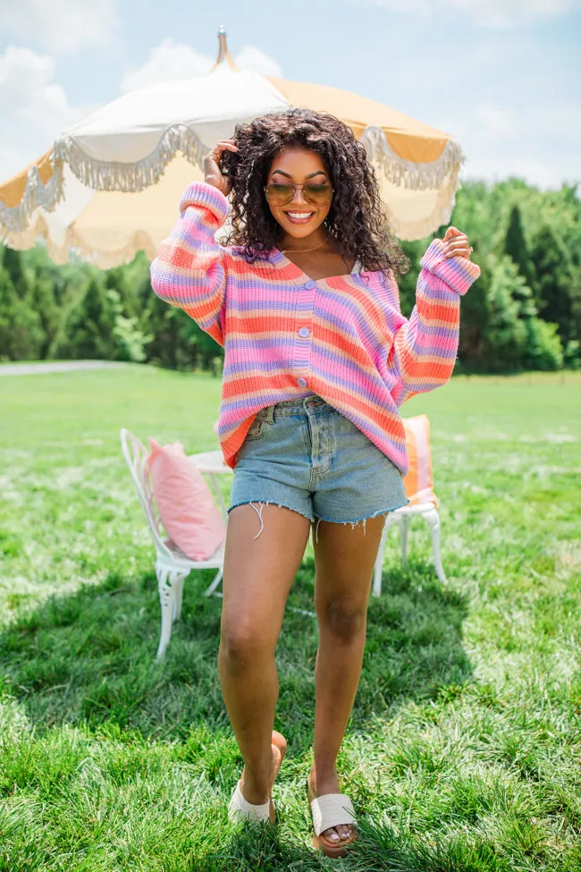 Sunrise Splendor Pink Multi Striped Cardigan sold by Pink Lily product image thumbnail 2