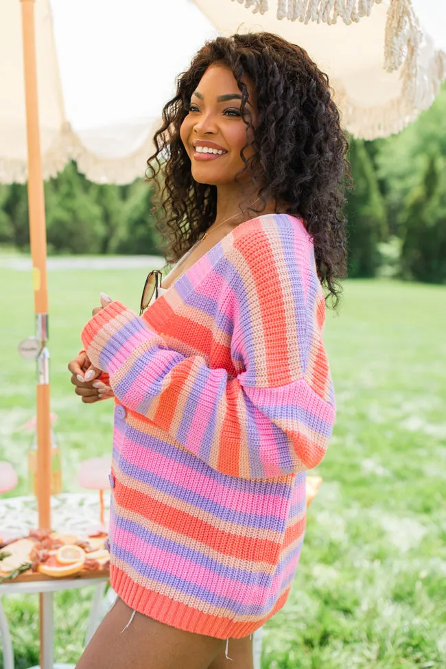Sunrise Splendor Pink Multi Striped Cardigan sold by Pink Lily product image thumbnail 4