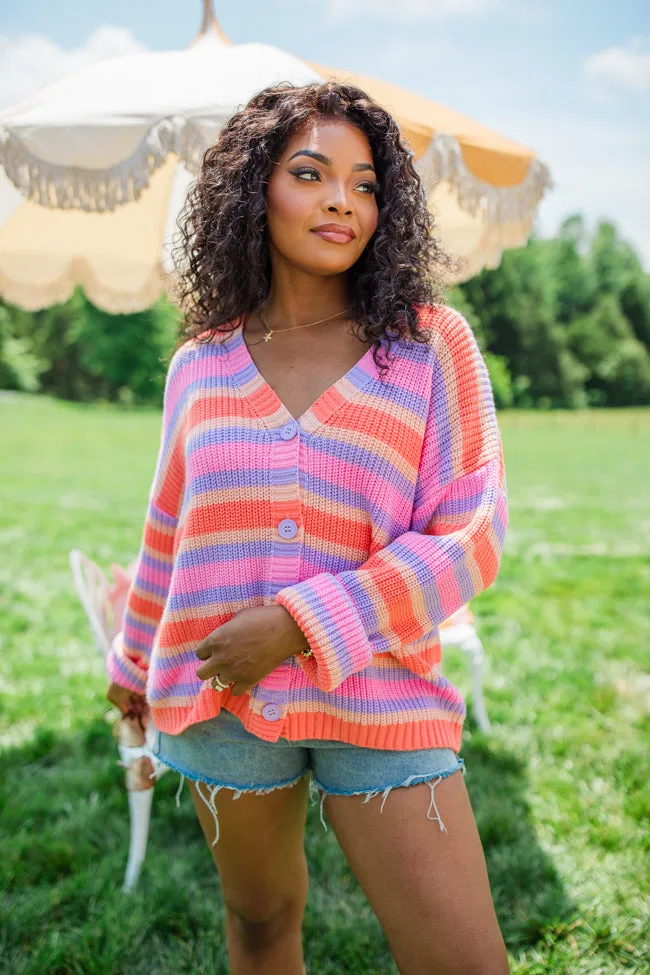Sunrise Splendor Pink Multi Striped Cardigan sold by Pink Lily product image thumbnail 3