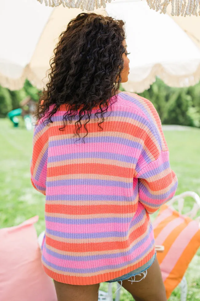 Sunrise Splendor Pink Multi Striped Cardigan sold by Pink Lily product image thumbnail 5