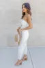 Beautiful Dream White Button Detail Strapless Jumpsuit FINAL SALE sold by Pink Lily