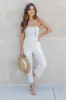 Beautiful Dream White Button Detail Strapless Jumpsuit FINAL SALE sold by Pink Lily