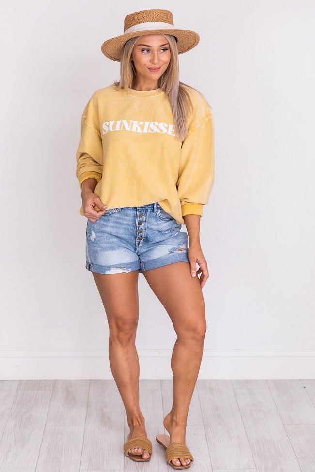 Sunkissed Gold Corded Graphic Sweatshirt FINAL SALE sold by Pink Lily