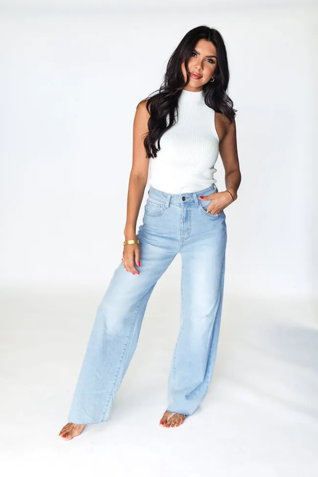 Kelsea Light Wash Wide Leg Jeans sold by Pink Lily