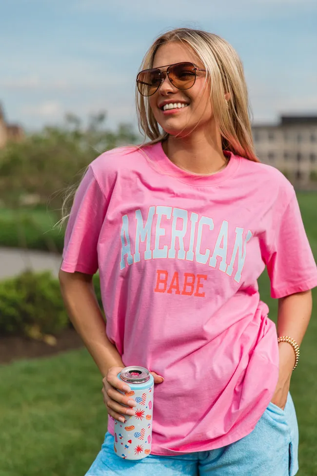American Babe Hot Pink Oversized Graphic Tee sold by Pink Lily