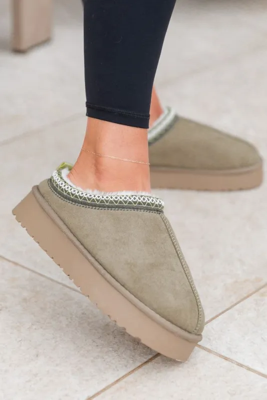 Sydney Olive Platform Slipper FINAL SALE sold by Pink Lily