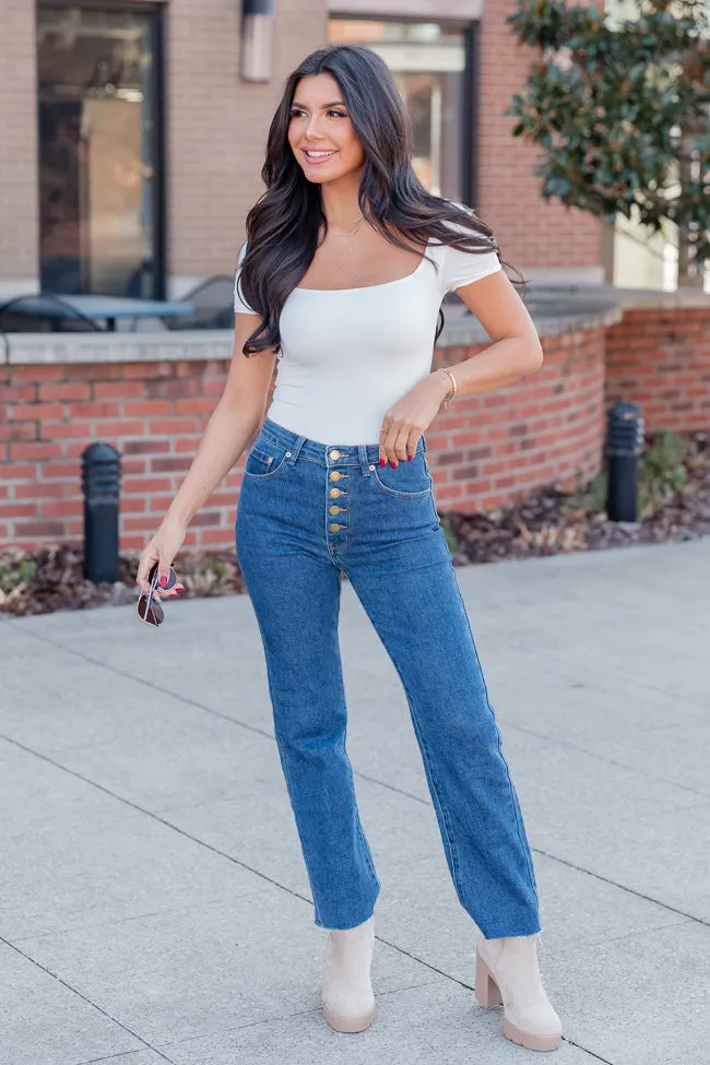 New Ways White Square Neck Short Sleeve Bodysuit FINAL SALE sold by Pink Lily product image thumbnail 2