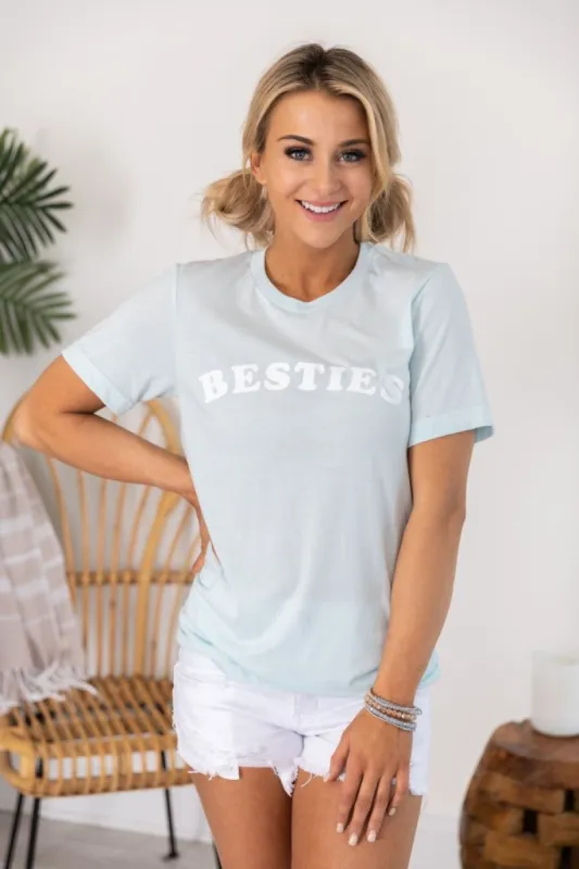 Besties Graphic Light Blue Tee FINAL SALE sold by Pink Lily