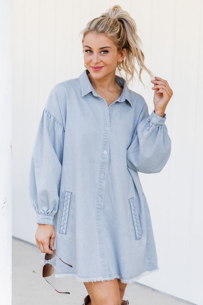 Start Looking Light Wash Chambray Dress FINAL SALE sold by Pink Lily product image thumbnail 4