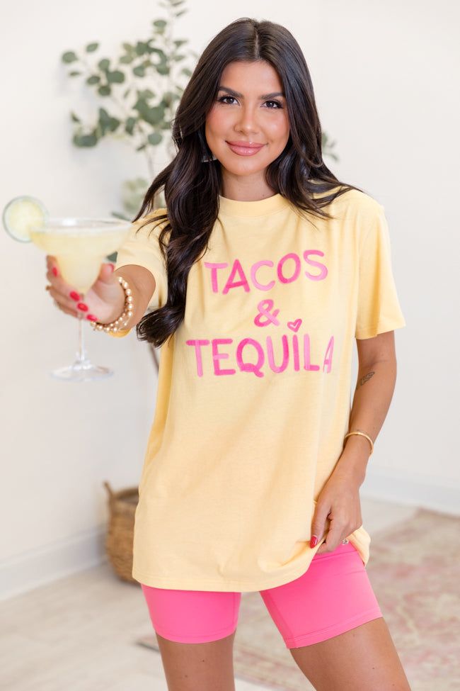 Tacos Tequila Yellow Oversized Graphic Tee sold by Pink Lily product image thumbnail 4