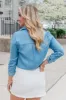 Simplify Life Medium Tie Front Chambray Blouse FINAL SALE sold by Pink Lily