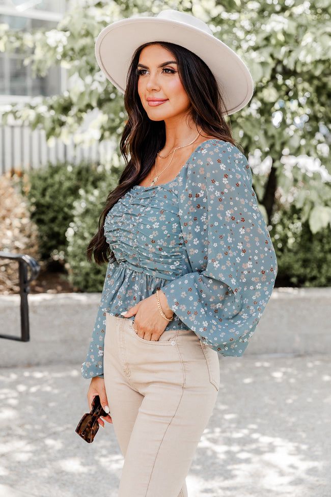 Picking Petals Sage Floral Blouse FINAL SALE sold by Pink Lily product image thumbnail 4