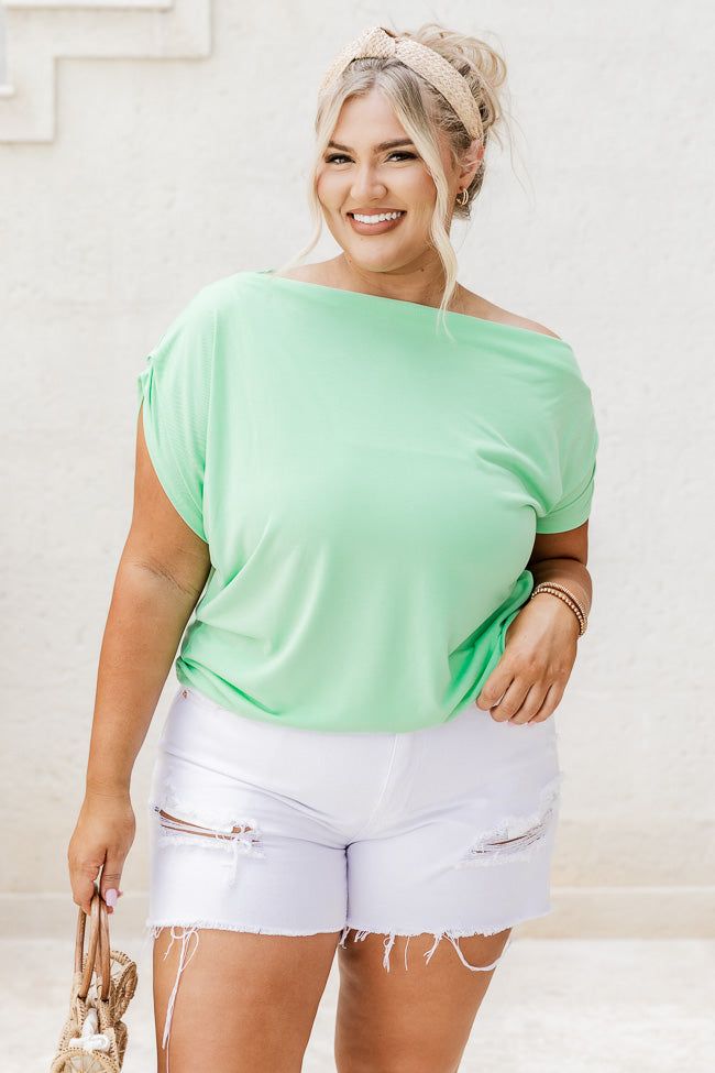 Making Mischief Green Off The Shoulder Tee FINAL SALE sold by Pink Lily product image thumbnail 5