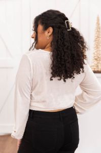 Waiting All Night Ivory Velvet Wrap Blouse FINAL SALE sold by Pink Lily