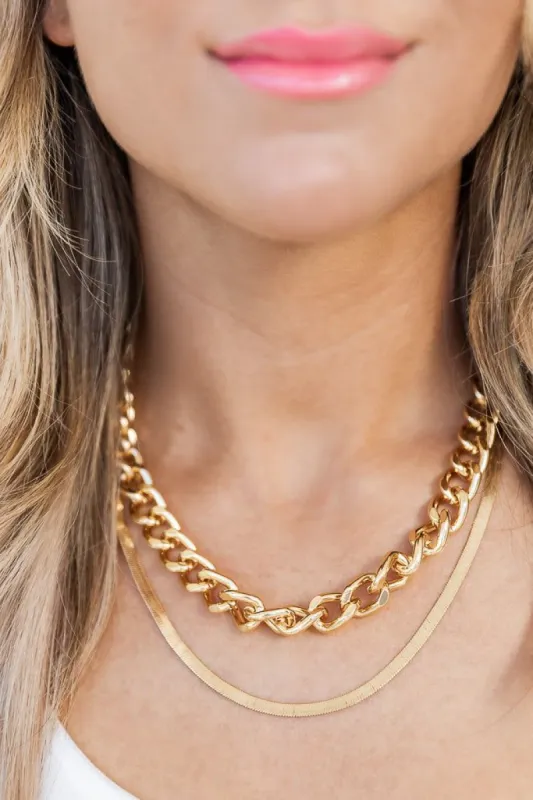 Never Out Of Reach Gold Layered Chunky Necklace FINAL SALE sold by Pink Lily
