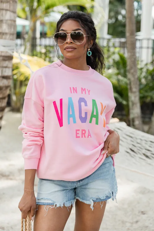 In My Vacay Era Light Pink Oversized Graphic Sweatshirt sold by Pink Lily