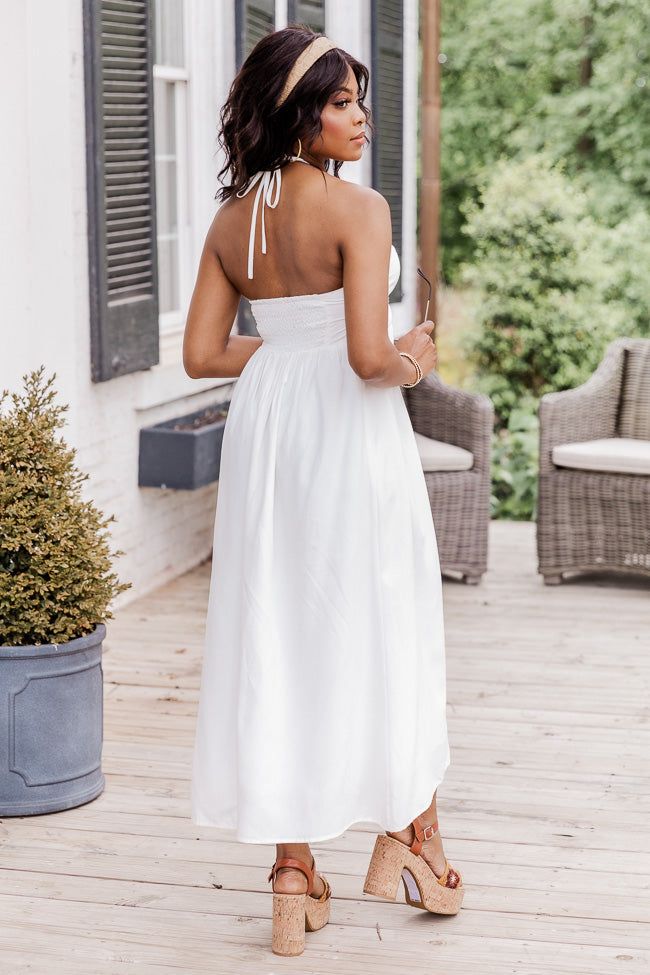 Island Fever White Halter Maxi Dress FINAL SALE sold by Pink Lily product image thumbnail 4