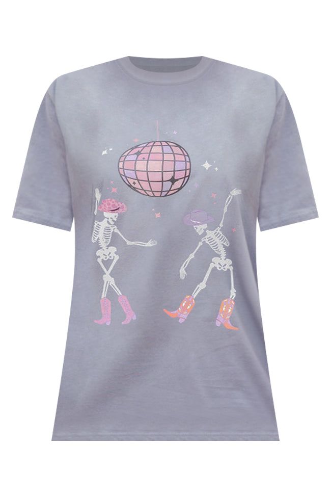 Disco Cowgirl Skeleton Grey Oversized Graphic Tee sold by Pink Lily product image thumbnail 6