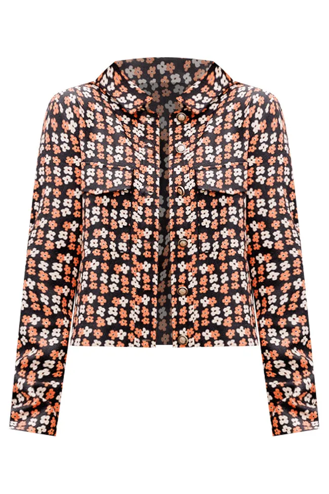 It's Time To Go Black And Brown Floral Print Cord Jacket FINAL SALE sold by Pink Lily product image thumbnail 5