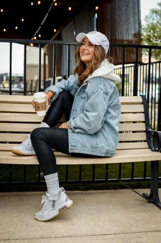 Parker Light Wash Hooded Denim Jacket sold by Pink Lily