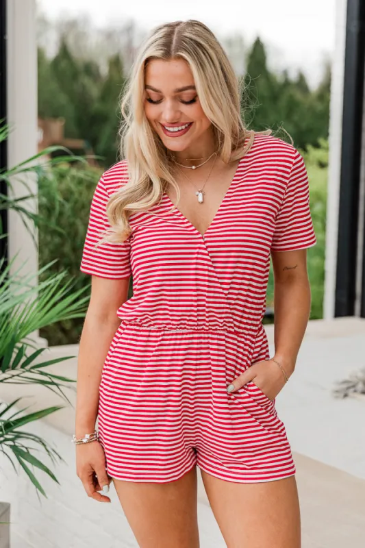 Let's Make History Red Striped Knit Romper FINAL SALE sold by Pink Lily