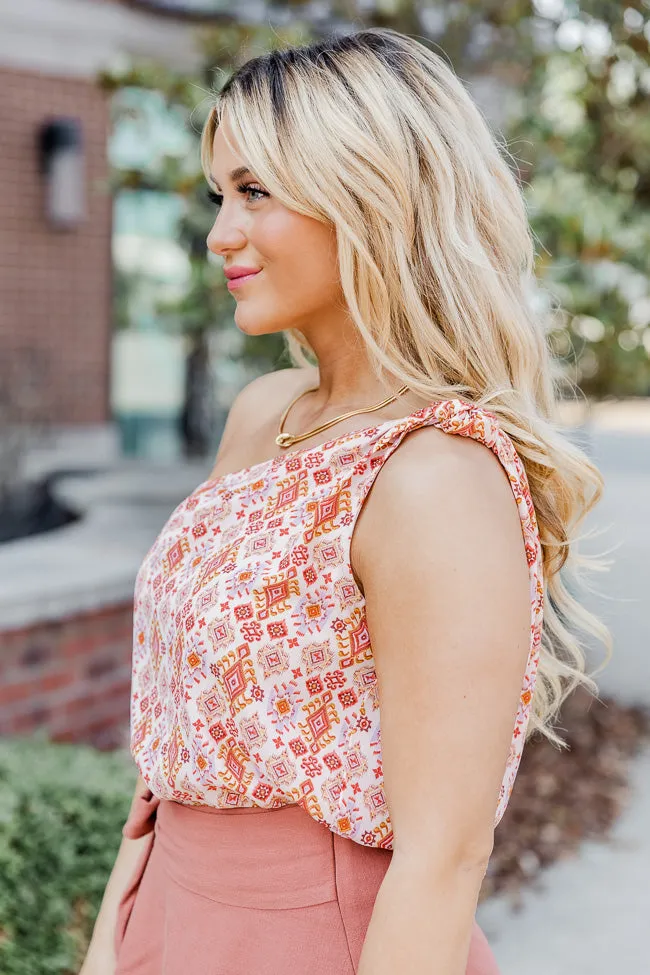 Sunset Glow Rust Multi Printed One Shoulder Bodysuit FINAL SALE sold by Pink Lily product image thumbnail 4