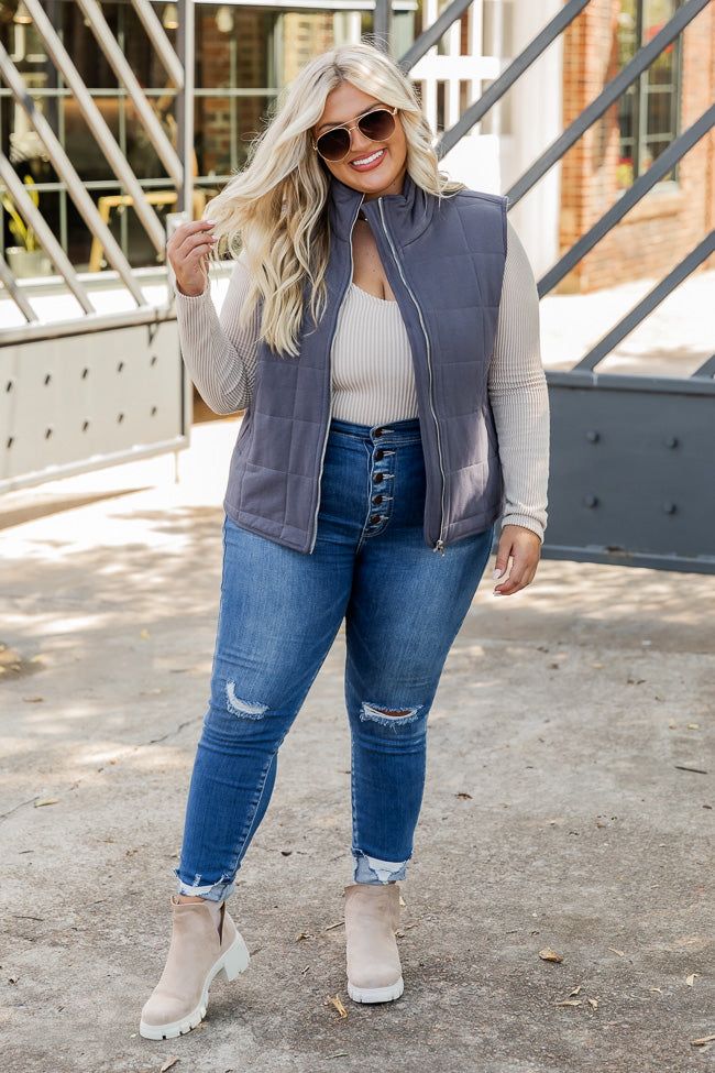 Cozy Zone Charcoal Quilted Vest FINAL SALE sold by Pink Lily product image thumbnail 6