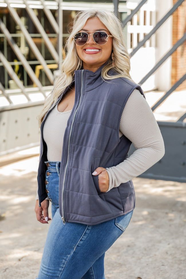 Cozy Zone Charcoal Quilted Vest FINAL SALE sold by Pink Lily product image thumbnail 7