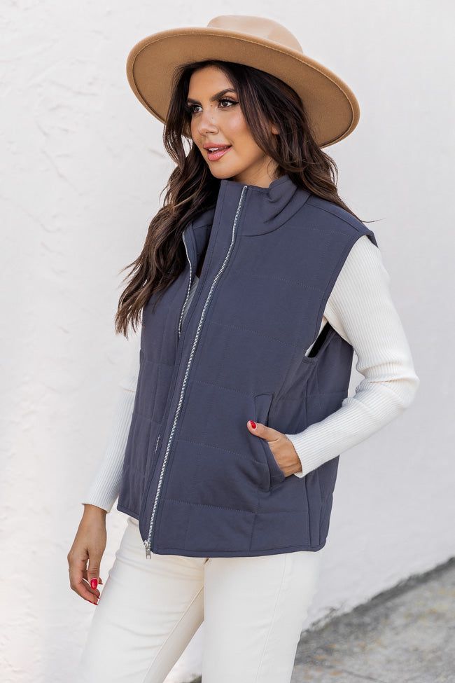 Cozy Zone Charcoal Quilted Vest FINAL SALE sold by Pink Lily product image thumbnail 3