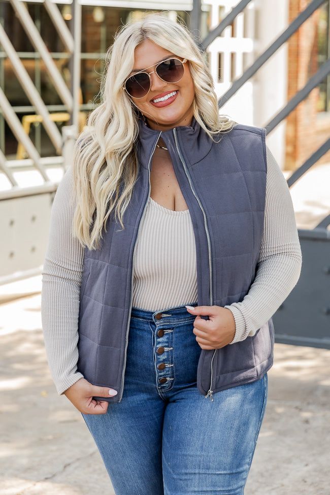 Cozy Zone Charcoal Quilted Vest FINAL SALE sold by Pink Lily product image thumbnail 5