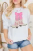 Boots and Bow White Oversized Graphic Sweatshirt sold by Pink Lily