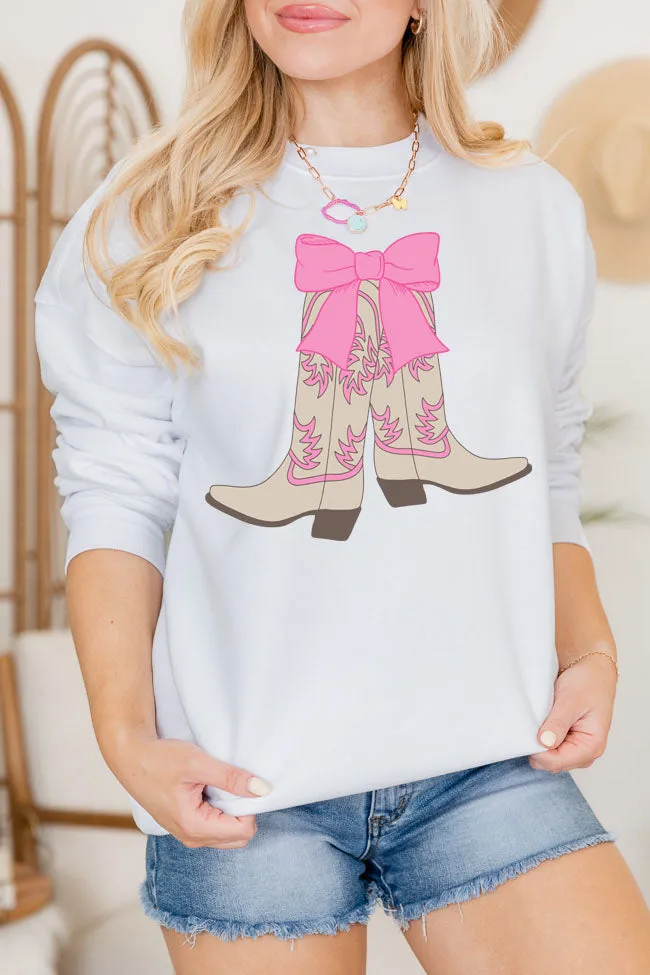 Boots and Bow White Oversized Graphic Sweatshirt sold by Pink Lily product image thumbnail 2