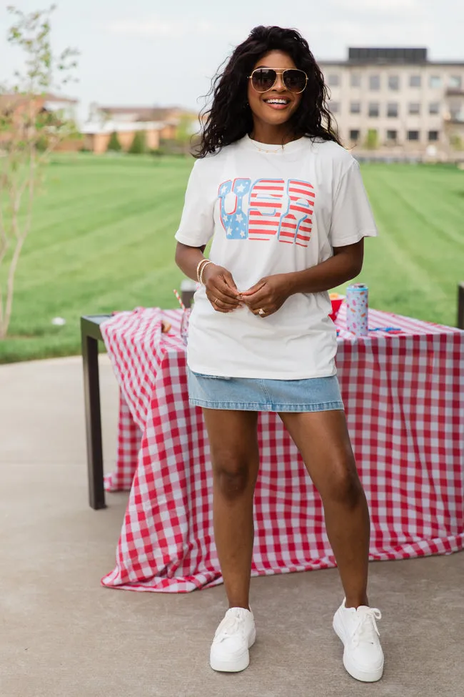Flag USA White Oversized Graphic Tee sold by Pink Lily product image thumbnail 3