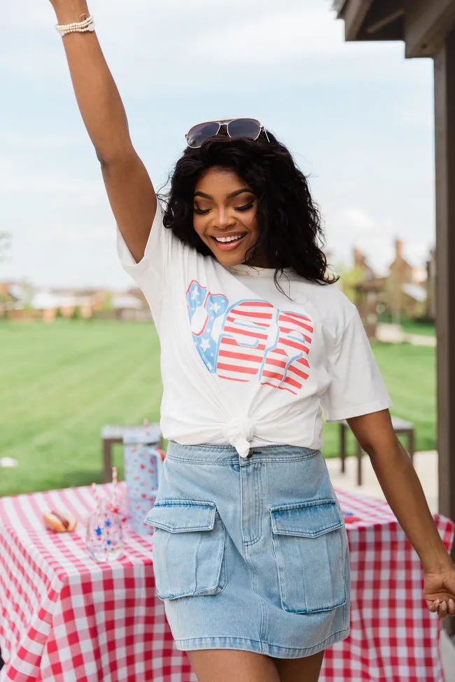 Flag USA White Oversized Graphic Tee sold by Pink Lily product image thumbnail 4