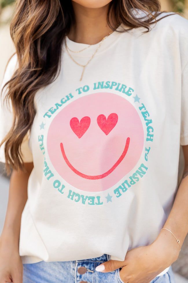 Teach To Inspire Smiley Ivory Graphic Tee sold by Pink Lily product image thumbnail 3