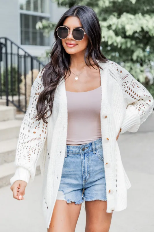 Feel Happiness Cream Crochet Cardigan FINAL SALE sold by Pink Lily