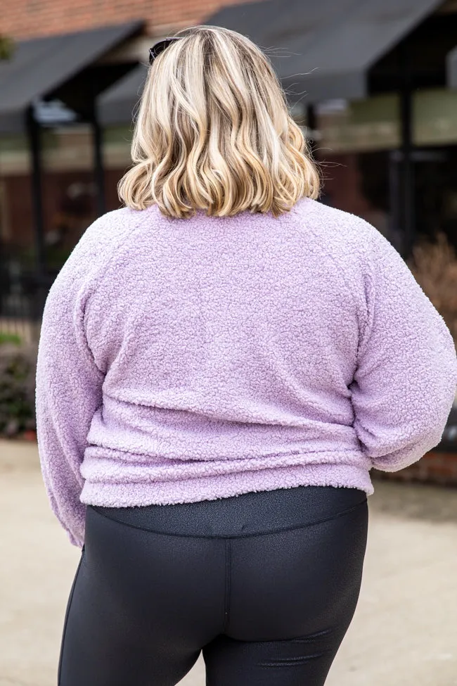 Let My Guard Down Lilac Sherpa Snap Button Pullover FINAL SALE sold by Pink Lily product image thumbnail 4