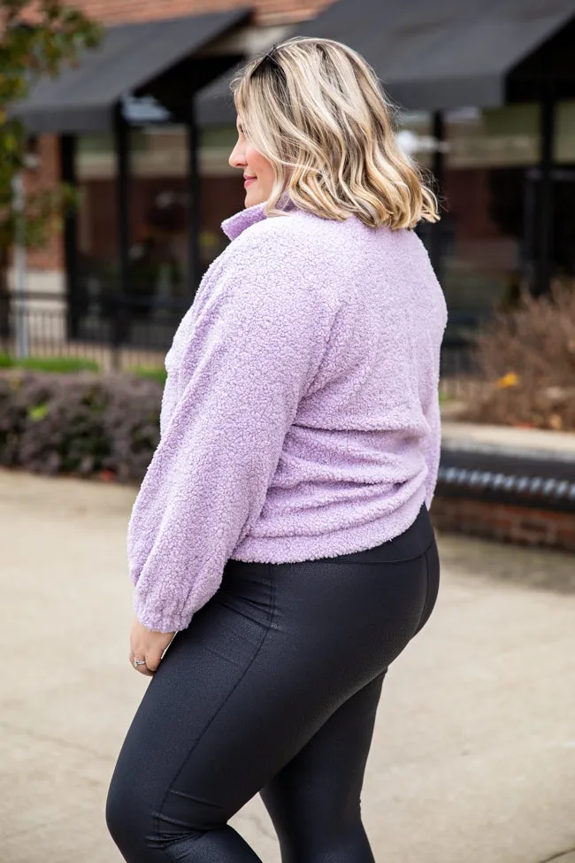 Let My Guard Down Lilac Sherpa Snap Button Pullover FINAL SALE sold by Pink Lily product image thumbnail 3