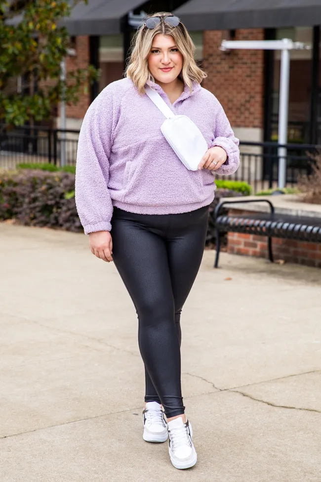 Let My Guard Down Lilac Sherpa Snap Button Pullover FINAL SALE sold by Pink Lily product image thumbnail 2