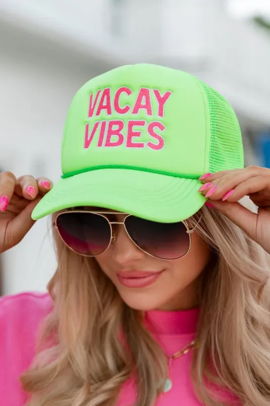 Vacay Vibes Lime Green Trucker Hat sold by Pink Lily