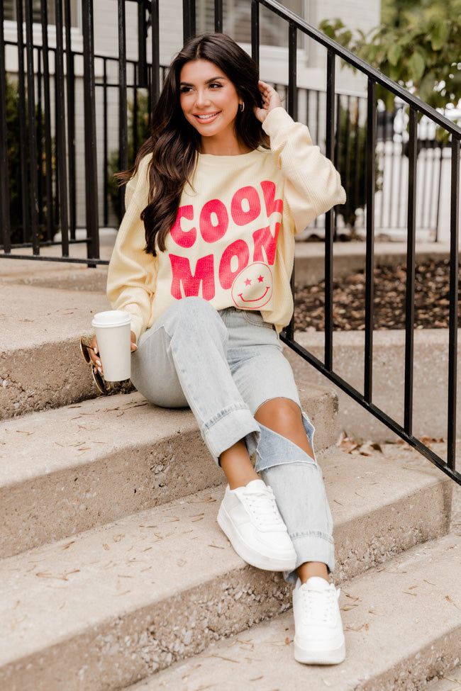 Cool Mom Pale Yellow Corded Sweatshirt sold by Pink Lily product image thumbnail 4