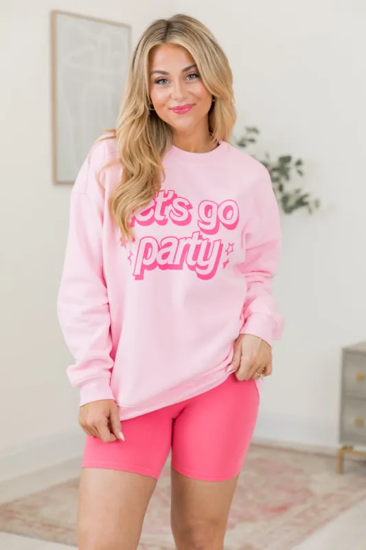 Lets Go Party Light Pink Oversized Graphic Sweatshirt sold by Pink Lily